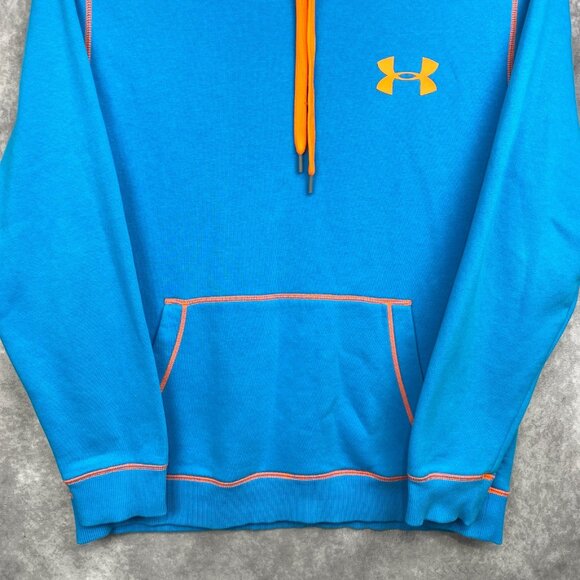 Under Armour Hoodie Sweatshirt mens Large Blue Orange Outdoors Workout Gym Warm - Picture 4 of 12